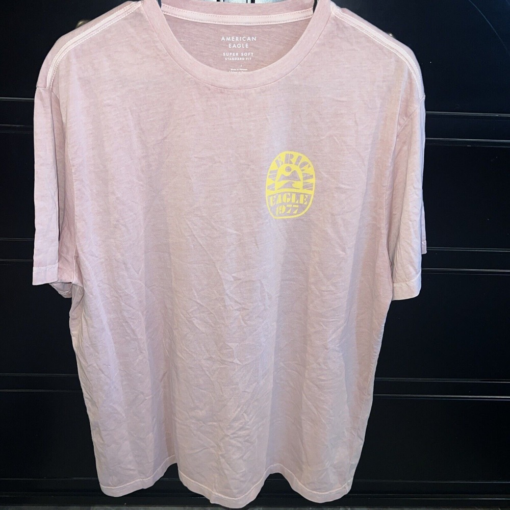 American Eagle Super Soft Standard Fit Rose Pink Logo T-shirt‎